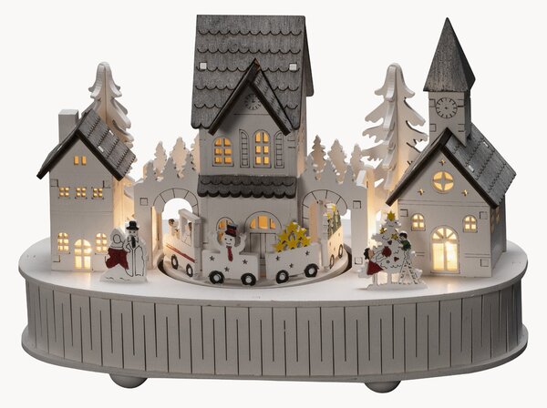 Decorazione natalizia a LED in legno di pioppo con funzione timer Houses & Church