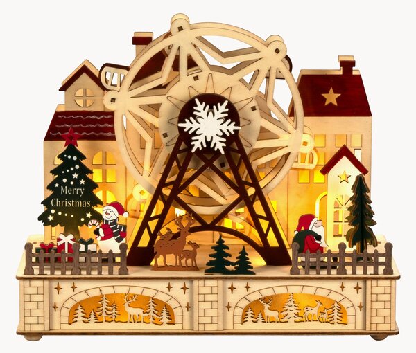 Decorazione natalizia a LED in legno di pioppo Amusement Park