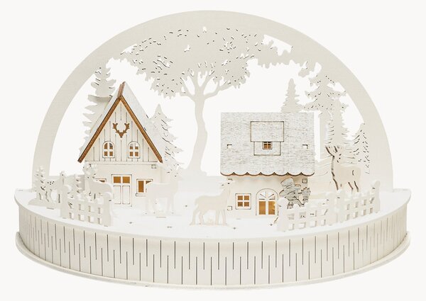 Decorazione natalizia a LED in legno di pioppo con funzione timer Houses & Reindeer