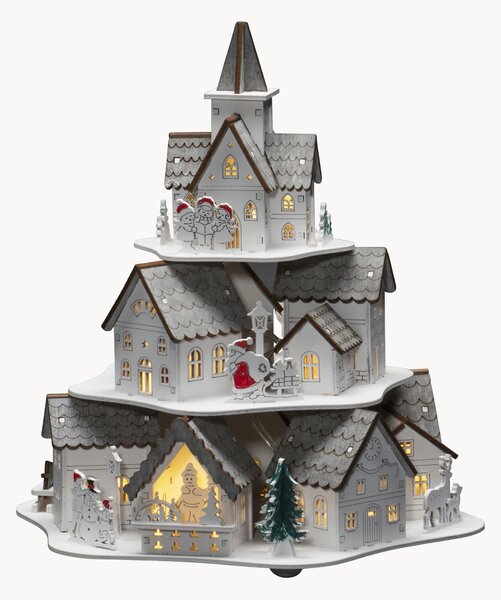 Decorazione natalizia a LED in legno di pioppo con funzione timer Houses