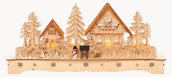Decorazione natalizia in legno di lime a LED Village