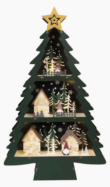 Decorazione natalizia a LED in legno di pioppo con funzione timer Christmas Tree