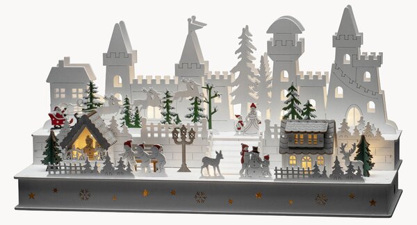 Decorazione natalizia a LED in legno di pioppo con funzione timer Castle