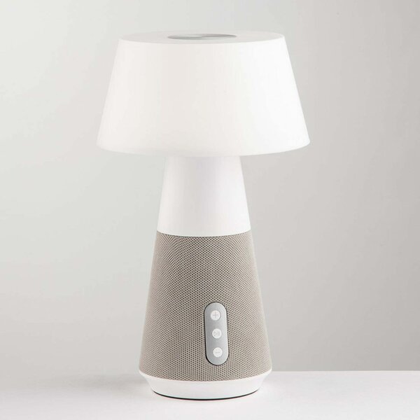 Lampada LED ricaricabile DECIBEL con touch dimmer Bluetooth e altoparlante CCT