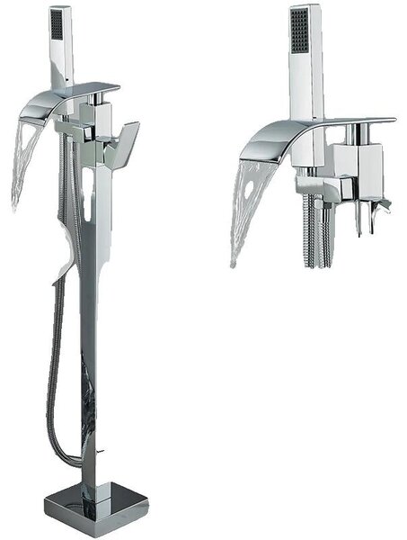 Miscelatore per vasca, doccetta, design contemporaneo, cromo