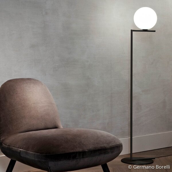Lampada da terra FLOS, IC F2, dimmerabile, Nero, Soggiorno, Metallo, Design