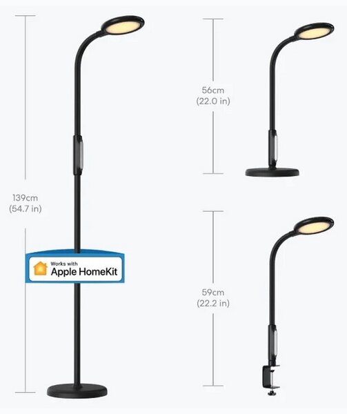 Meross MSL610HK Lampada da terra Smart 3 in 1 CCT temperatura colore regolabile WiFi Homekit