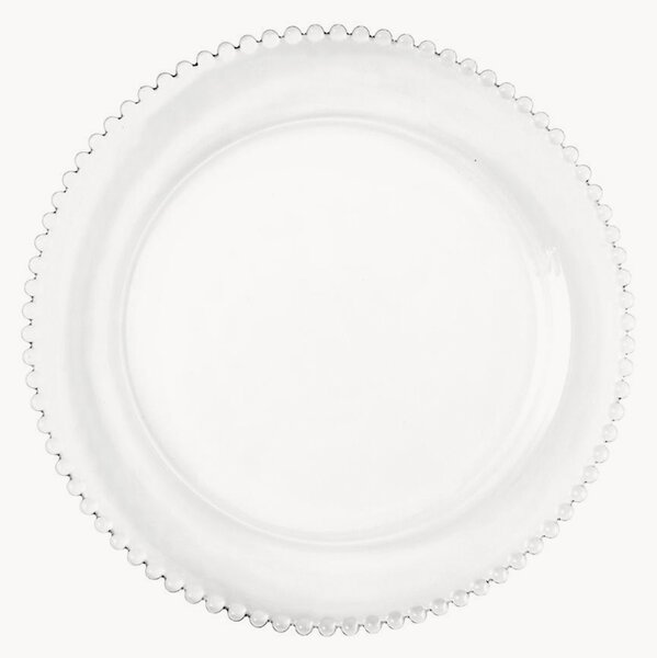 Set di 6 piatti rotondi in vetro con bordo perlato Collier