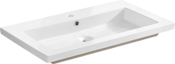Spirit 2 E-8070-80 Lavabo moderno in Vetroceramica bianca, 81x46 cm, senza rubinetteria e accessori