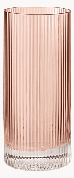 Set di 2 bicchieri da long drink in vetro soffiato con scanalatura in rilievo Ripple, 480 ml