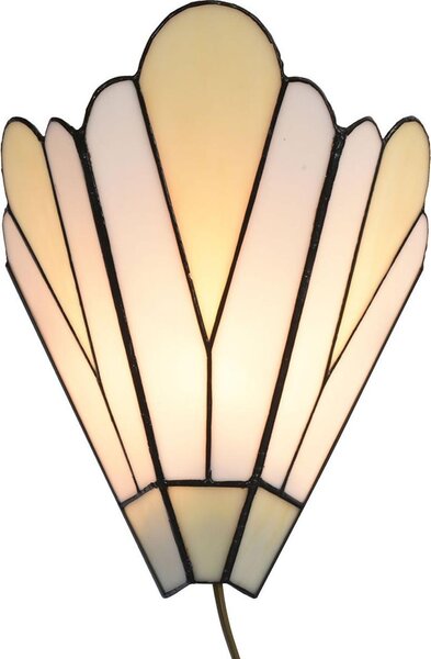 LumiLamp 5LL-6365 Lampada da parete Tiffany Bianco Beige 20x10x29cm E14 Vetro Metallo