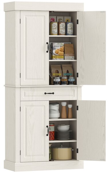 HOMCOM Credenza per Cucina con 2 Armadietti e Cassetto in Stile Coloniale, 80x35x180cm Bianco|Aosom