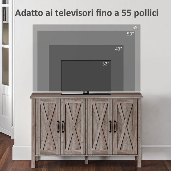 HOMCOM Mobiletto Multiuso stile Rustico con 4 Ripiani Portaoggetti Regolabili, in Legno, 120x37x75 cm, Grigio