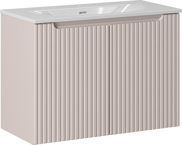 Mobile Bagno 80 Cm Cashmere Con Lavabo In Vetroceramica Scanalato
