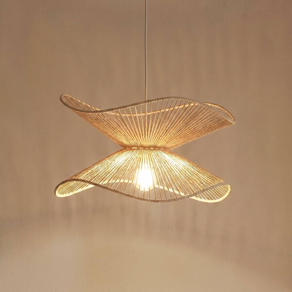 Lampada a sospensione Valdorin Lindby, dimmerabile, Crema / Ambra, Camera da letto, Carta / Lunolit / Lunopal, Moderno, Lampada a sospensione