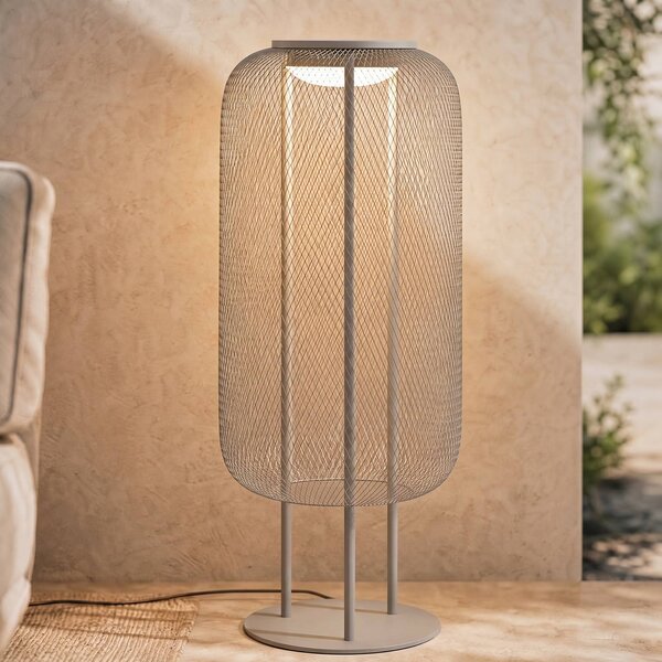 Piantana LED Lucande Korvyn, grigio pietra, altezza 80 cm, IP44 Korvyn, Alluminio / Grigio / Zincato, Metallo, Design
