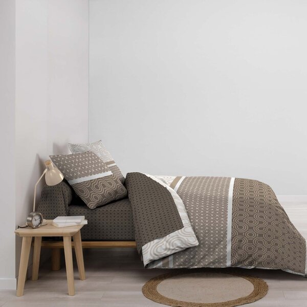 Set copripiumino e federa marrone in cotone per letto matrimoniale ed esteso con lenzuolo incluso/6 pezzi 240x220 cm Pacha – douceur d'intérieur