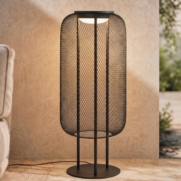 Piantana LED Lucande Korvyn, nera, altezza 80 cm, IP44 Korvyn, Nero, Metallo, Design