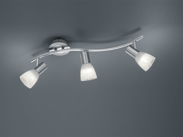 Faretto da soffitto orientabile a 3 luci LED in nichel opaco per soggiorno interno