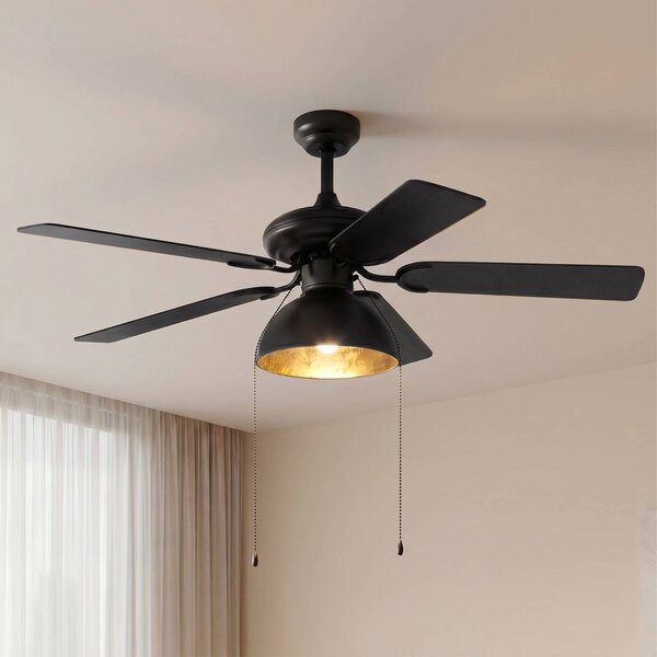 Ventilatore da soffitto Lucande con luce Shamoian, silenzioso, Ø 130 cm Shamoian, Nero, Soggiorno / Sala da pranzo, Metallo, Vintage