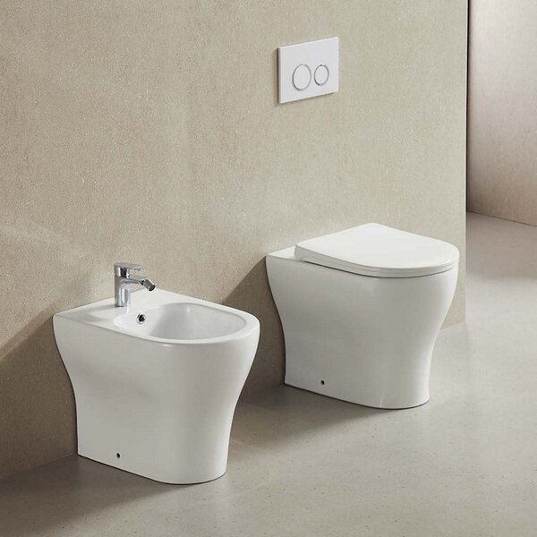 Kamalu wc filomuro in ceramica rimless con copriwc softclose | giuly