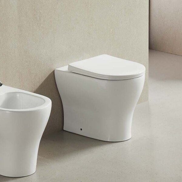 Kamalu wc filomuro in ceramica rimless con copriwc softclose | giuly