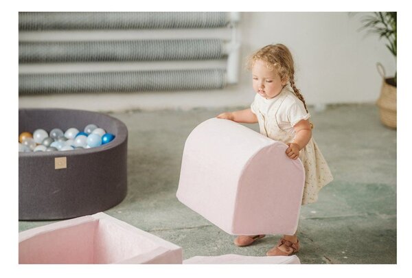 Gioco per psicomotricità grigio chiaro in velluto 3 pz altezza totale 30 cm 45x143 cm Montessori – Meowbaby