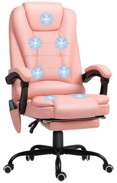 Sedia da ufficio Vinsetto con massaggio a 7 punti, poltrona da gaming ergonomica rosa