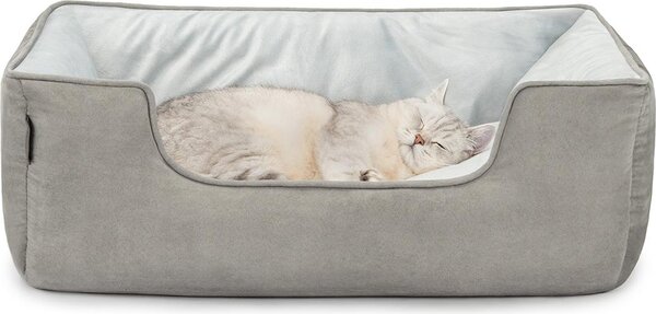 Divano reversibile per gatti lionto, letto per gatti 2 in 1, morbidamente imbottito e facile da pulire, design moderno, 80x60 cm, grigio chiaro/grigio scuro