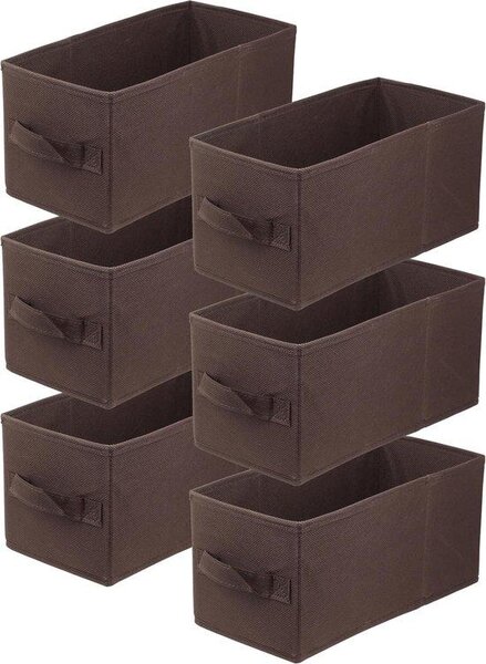 Scatole organizzative pieghevoli 15 x 31 x 15 cm, scatole per cassetti, scatole per armadio, marrone scuro, confezione da 6