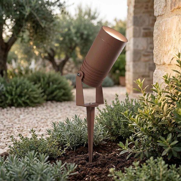 Faretto con Picchetto e Supporto GU10 IP67 Alluminio e Vetro - Corten