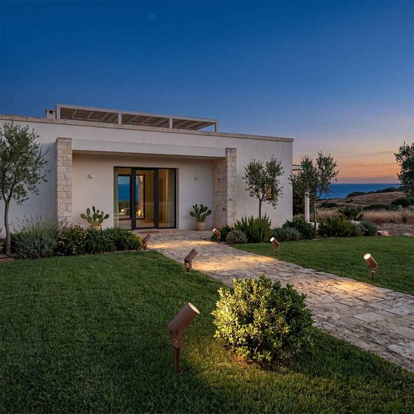 Faretto con Picchetto e Supporto GU10 IP67 Alluminio e Vetro - Corten