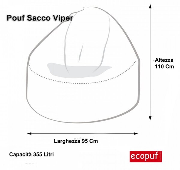 Pouf poltrona a sacco viper in tessuto ecopelle