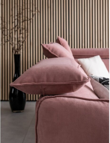 Divano letto angolare in velluto rosa chiaro (angolo destro) Sweet Harmony - Miuform