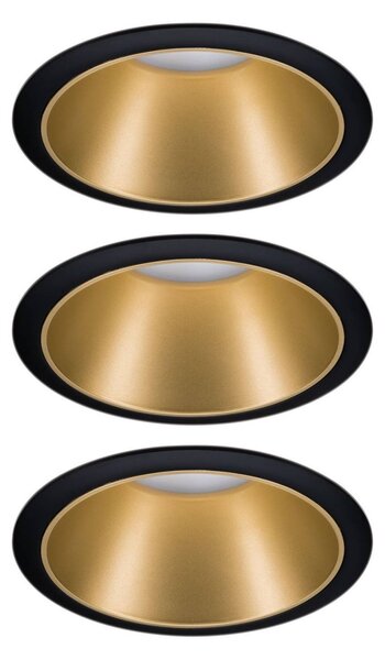 Paulmann Faretto LED Cole, oro-nero, set da 3 dimmerabile, Ottone / Oro, Corridoio, Alluminio, Moderno