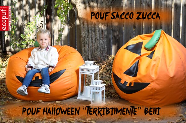 Pouf a sacco zucca halloween in ecopelle