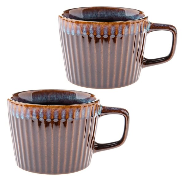Tazze in set per cappuccino blu/marroni in gres 2 pz 190 ml Tone – Dakls