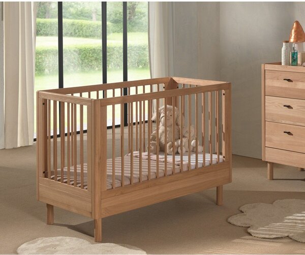 Lettino di colore naturale in rovere massiccio con altezza regolabile 60x120 cm Forrest – Vipack