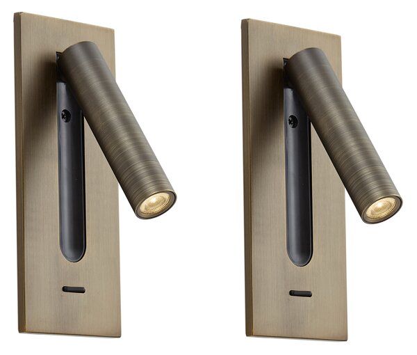 Set di 2 lampade da parete moderne bronzo scuro incl. LED - Plaza