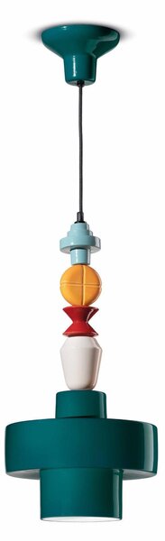 Lampada a sospensione catena multicolore di geometrie Collezione LARIAT Diametro ? 28x h 60 cm -1 x max 53W E27 interno COLORE verde