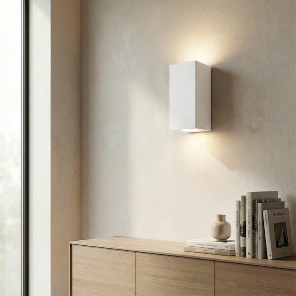 Applique da Parete 2xGU10 Rettangolare in Gesso Pitturabile