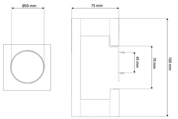 Applique da Parete 2xGU10 Rettangolare in Gesso Pitturabile