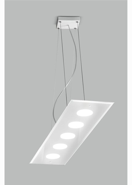 Lampada a sospensione a LED in Vetro a Specchio collezione DADO Dimensioni 90x20x h 110 cm - 4 kg 5 x max 7 watt GX53 Led struttura specchiante bianco
