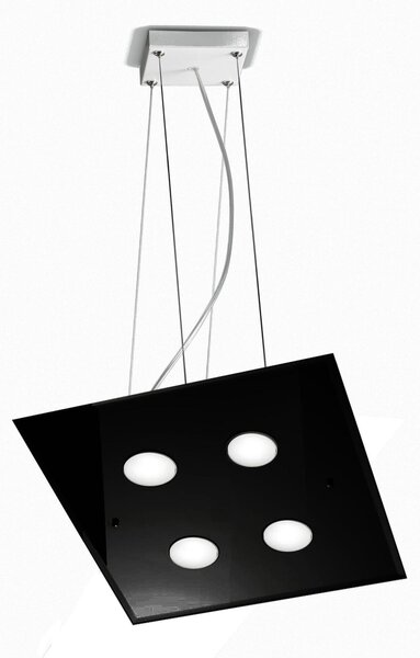 Lampada a sospensione a LED in Vetro a Specchio collezione DADO Dimensioni 40x40x h 110 cm - 4 kg 4 x max 7 watt GX53 Led struttura specchiante nero