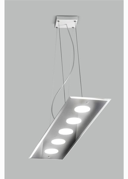 Lampada a sospensione a LED in Vetro a Specchio collezione DADO Dimensioni 90x20x h 110 cm - 4 kg 5 x max 7 watt GX53 Led struttura specchiante
