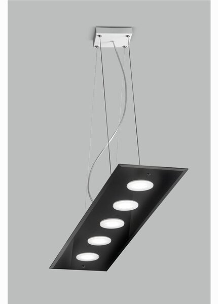 Lampada a sospensione a LED in Vetro a Specchio collezione DADO Dimensioni 90x20x h 110 cm - 4 kg 5 x max 7 watt GX53 Led struttura specchiante Nero
