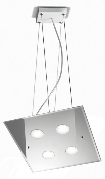 Lampada a sospensione a LED in Vetro a Specchio collezione DADO Dimensioni 40x40x h 110 cm - 4 kg 4 x max 7 watt GX53 Led struttura specchiante
