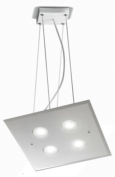 Lampada a sospensione a LED in Vetro a Specchio collezione DADO Dimensioni 40x40x h 110 cm - 4 kg 4 x max 7 watt GX53 Led struttura specchiante Bianco