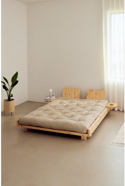 Letto matrimoniale marrone in pino massiccio con rete inclusa 160x200 cm Social – Karup Design