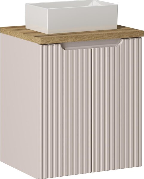 Set Da Bagno 50 Cm In Cashmere Con Piano In Rovere E Lavabo Da Appoggio